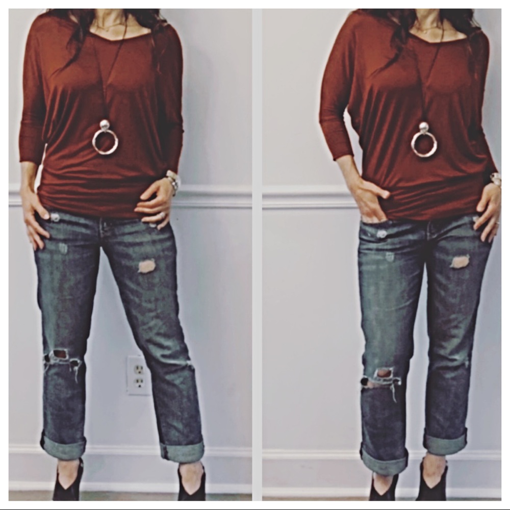 ✨LAST ONE ✨Rust dolman sleeves top - Picture 4 of 8